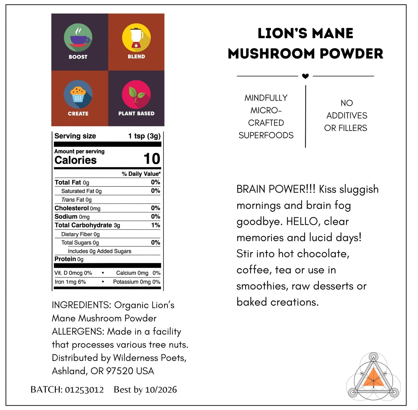 Organic Lion's Mane Mushroom Powder 99 Grams