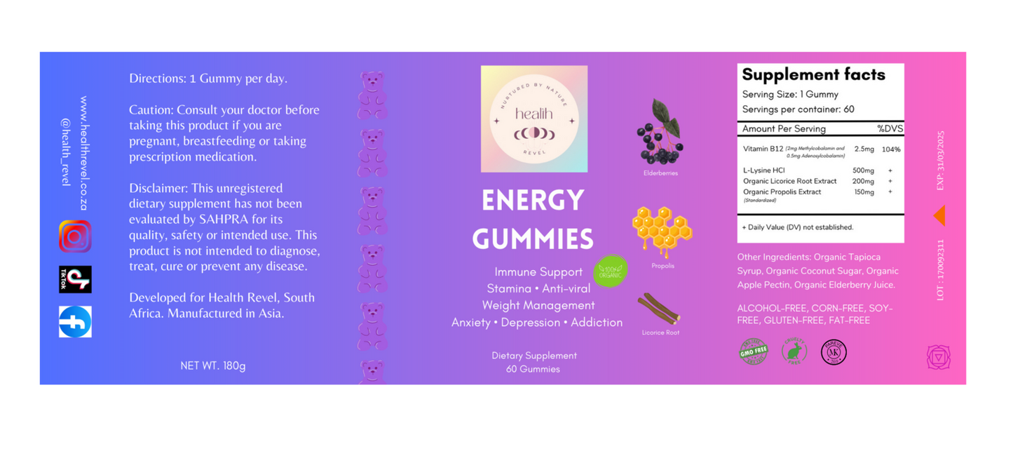 Energy Gummies with added 2.5 mg B12