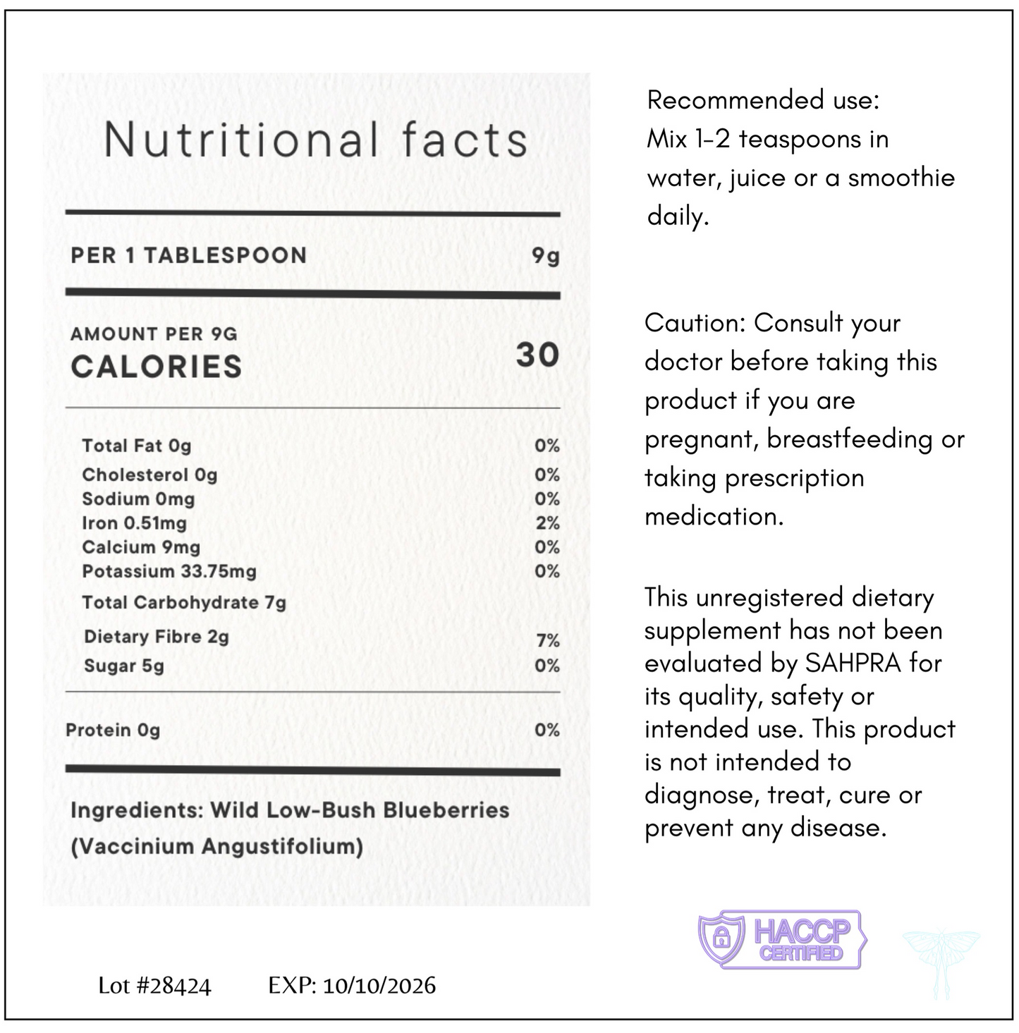 Canadian Wild Blueberry Powder - 250 Gram