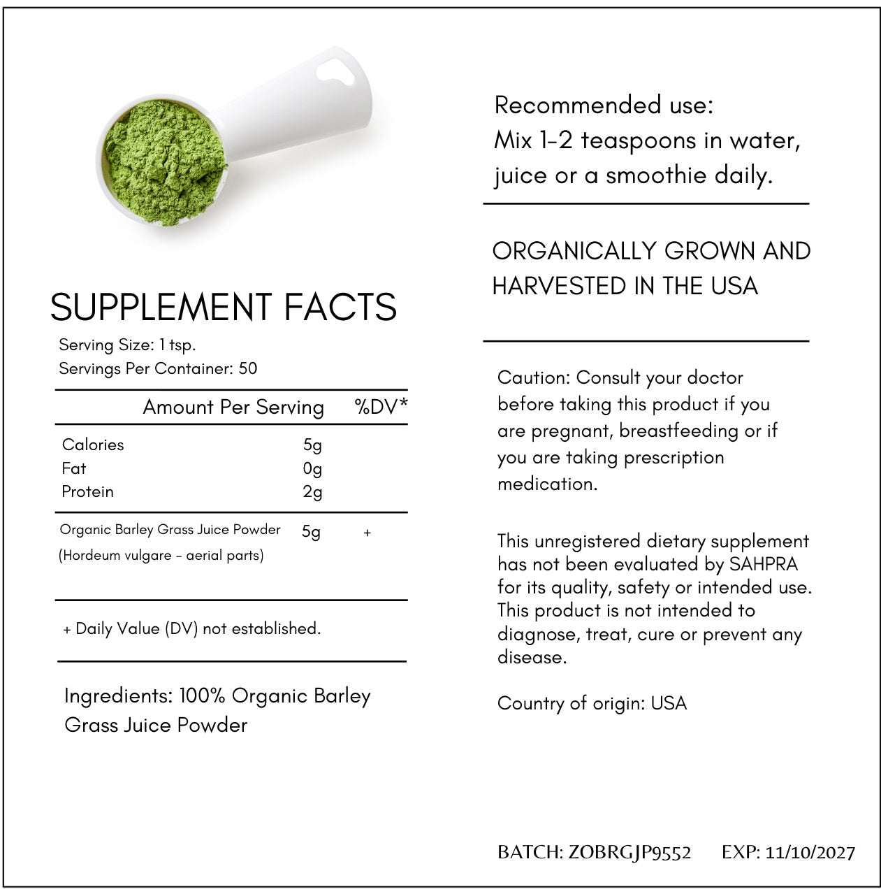 Health Rebel - Organic Barley Grass Juice Powder