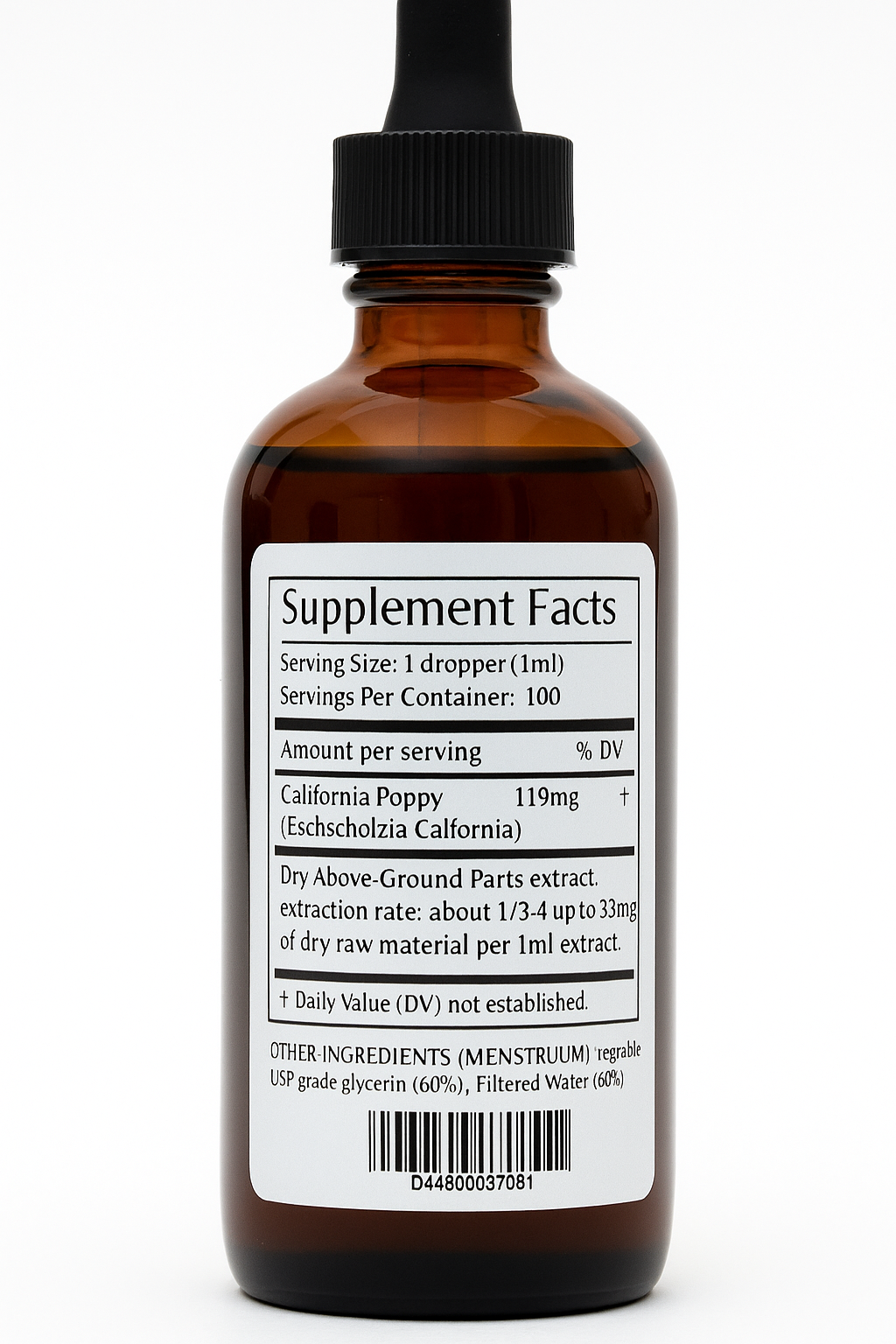 California Poppy Alcohol-FREE Liquid Extract, California Poppy (Eschscholzia Californica) Seeds Glycerite