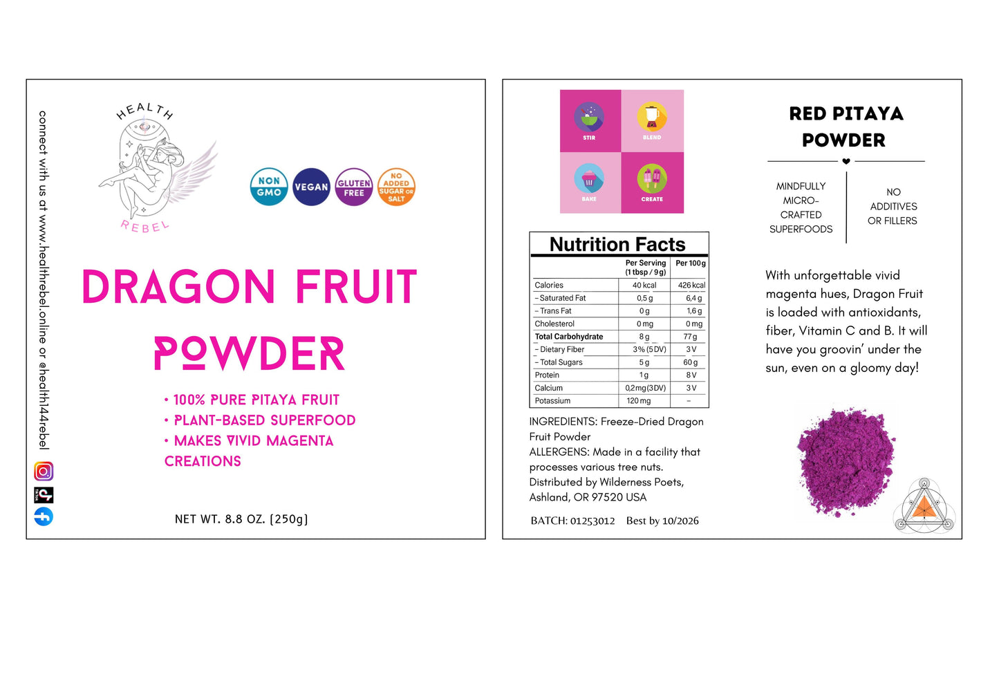Freeze-Dried Dragon Fruit (Red Pitaya) - 250 grams